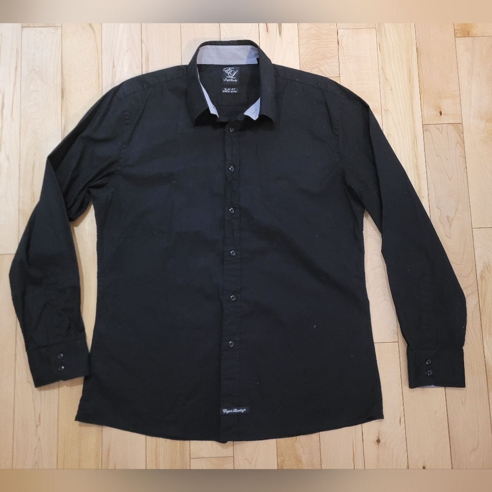 English Laundry men's size XL slim fit black button up shirt